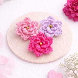 Patrón de flor de crochet fácil - Rosa en capas 3D - Descarga digital en PDF