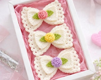 Crochet Lace Bow Pattern: Vintage-Style Hair Clip, Photo Prop (PDF Pattern)