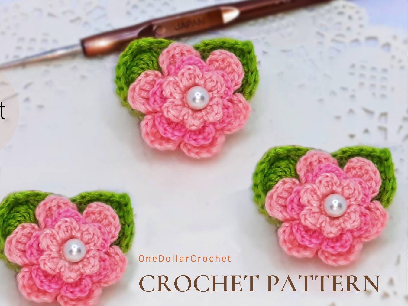Crochet Easy Flower Pattern Applique for Hat Bag Dress Etsy