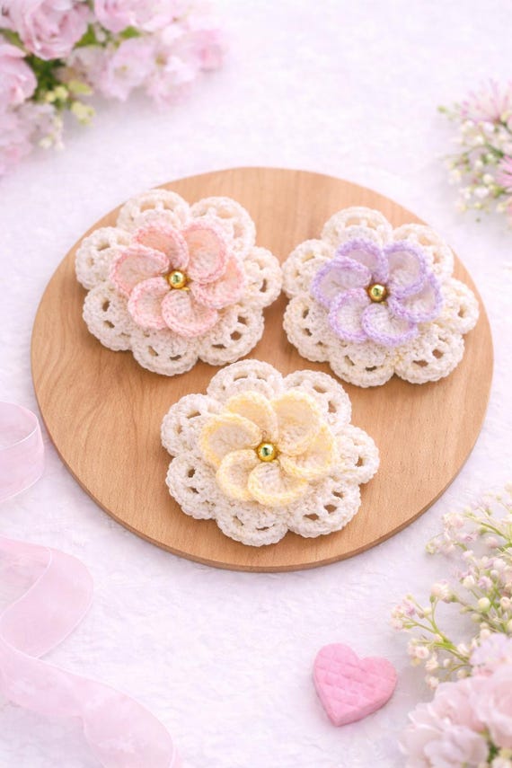 Crochet Flower Applique Pattern: Lace Floral Design (PDF Tutorial)
