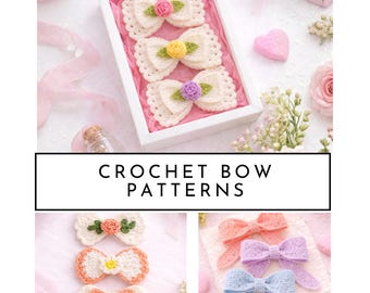 Patroon gehaakte bloemenstrikken | Eenvoudige haaraccessoires (digitale download)