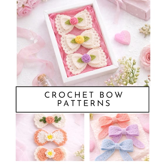 Floral Crochet Bows Pattern | Easy Hair Accessories (Digital Download)