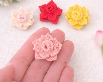 Micro Crochet Rose Pattern: Small Flower Applique (PDF Tutorial
