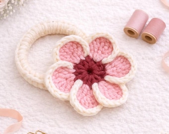 Crochet Flower Hair Tie Pattern: Easy 3D Petal Scrunchie (PDF Download)