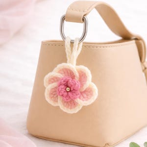 Crochet Flower Keychain Pattern – Easy Bag Charm Tutorial for Beginners – PDF