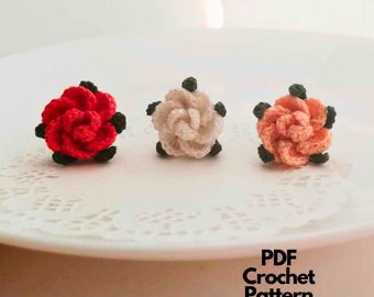 Small Crochet Rose Pattern, Flower Applique (PDF Pattern)