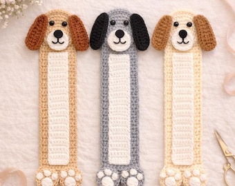 Patrón de marcapáginas de perro a crochet / Marcapáginas de cachorro adorable / Patrón de marcapáginas de crochet fácil / Regalo para amantes de los perros / Descarga digital en PDF