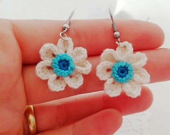 Crochet Earrings Pattern,   DIY Micro crochet earrings pattern.. Instant PDF Download