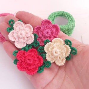 Crochet Flower Applique  Pattern PDF. Crochet Flower Motif  Pattern, Crochet Flower Embellishment.