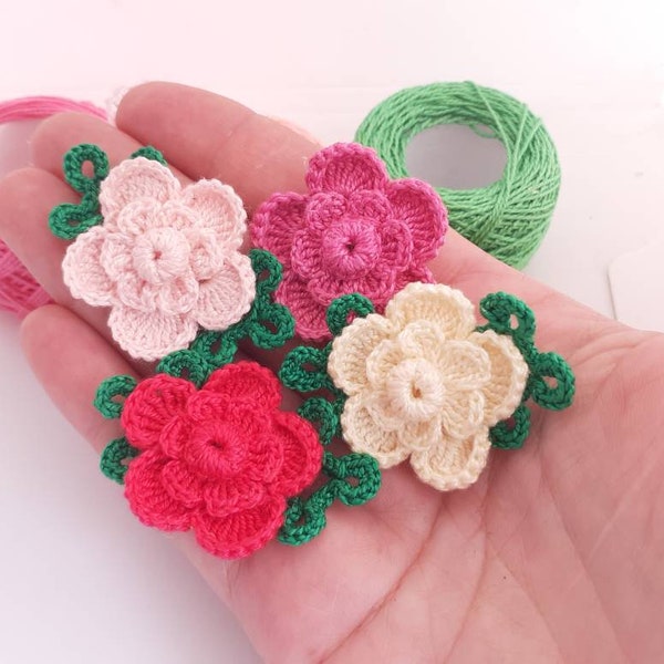 Motif d'appliques florales au crochet PDF. Motif de fleurs au crochet, embellissements de fleurs au crochet.