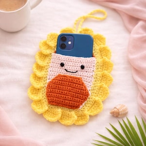 Crochet Sunflower Phone Holder Pattern: DIY Mobile Stand (PDF Download)