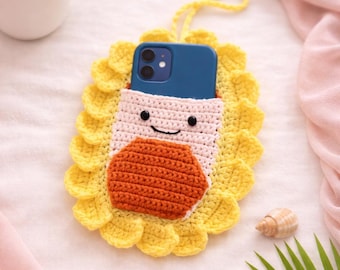 Crochet Sunflower Phone Holder Pattern: DIY Mobile Stand (PDF Download)