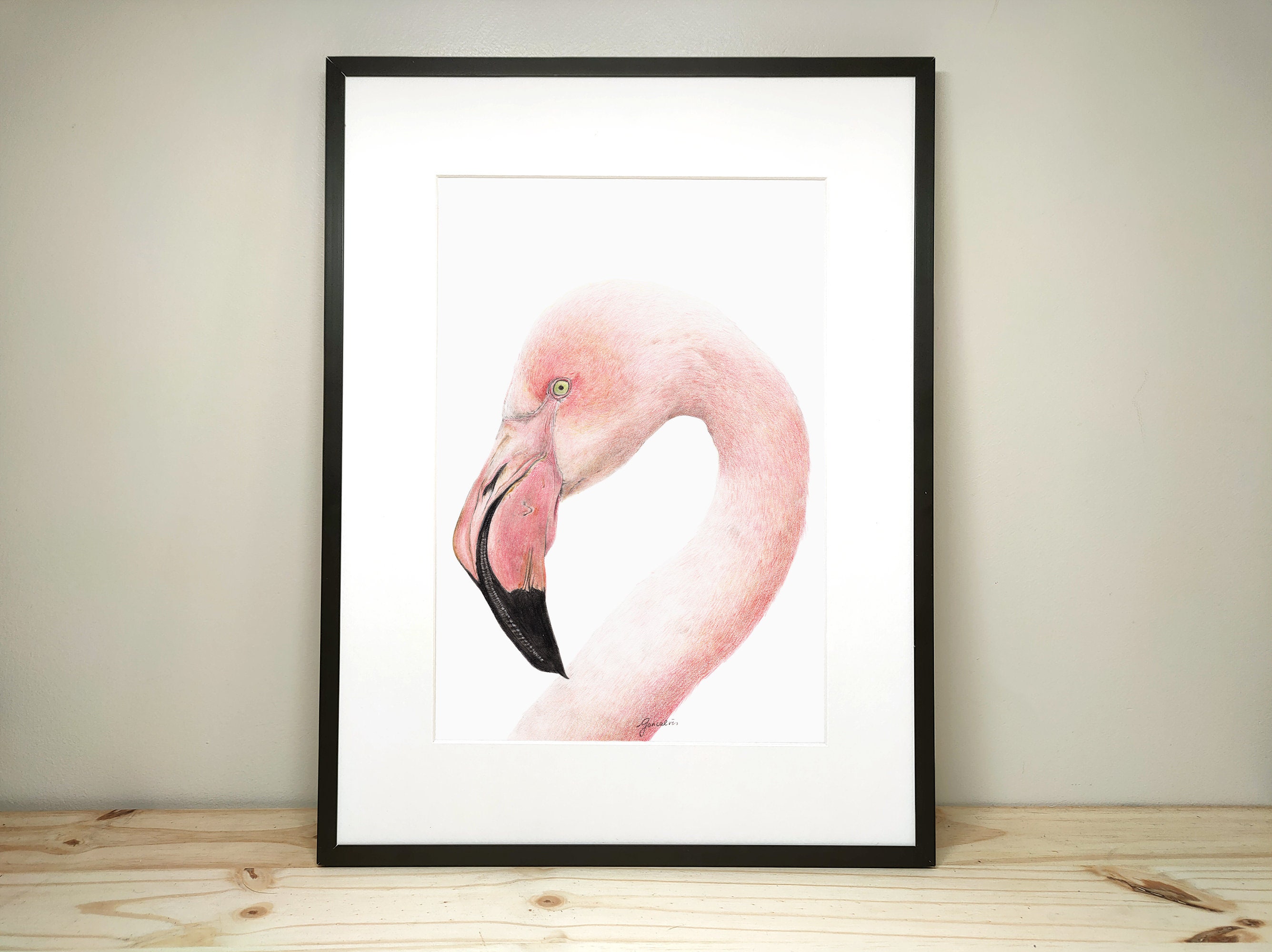 Illustration Flamant Rose, Impression d'art A4, Affiche Pour Décoration