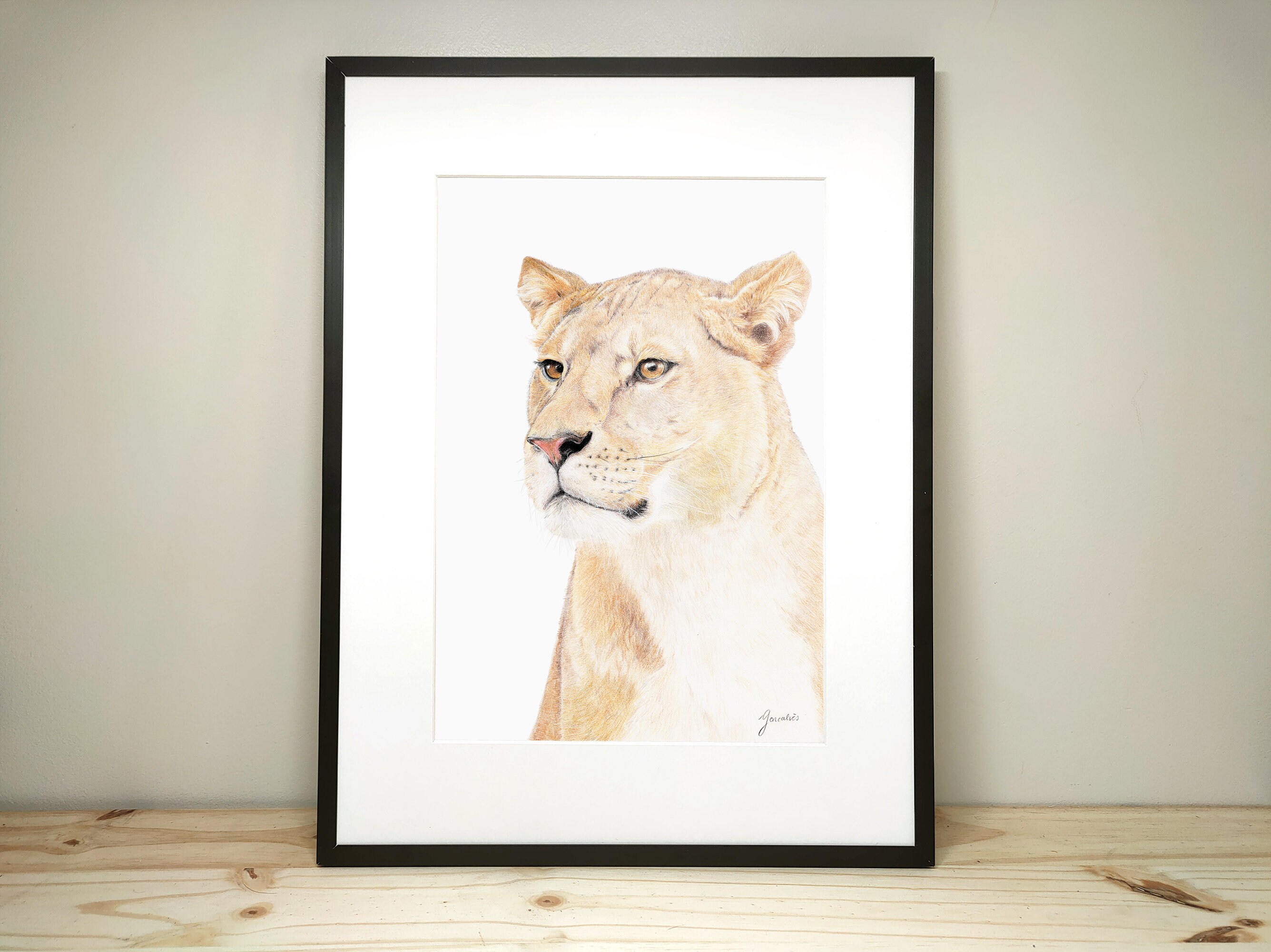 Illustration Lionne, Impression d'art A4, Affiche Pour Décoration