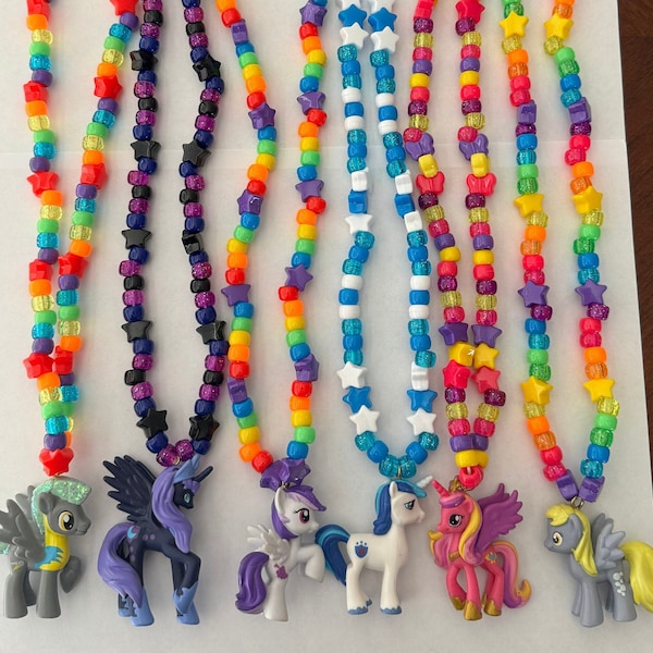 Mlp Kandi Necklace. Choose your pony!  Makes a great Gift! Rave Rainbow EDM EDC PLUR Festival Love Brony