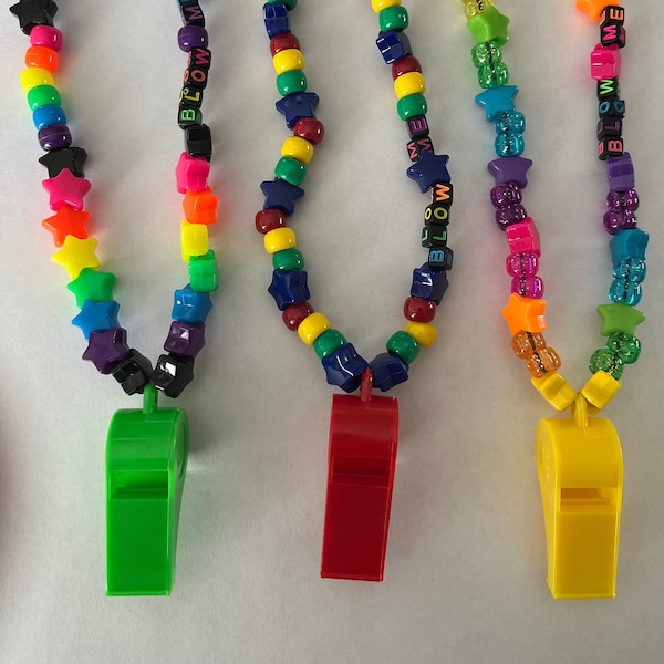 Party Whistle Kandi Necklace. Rainbow colors, perfect for the whistle crew. Rave EDM EDC Rainbow PLUR Festival Pride Lost Lands