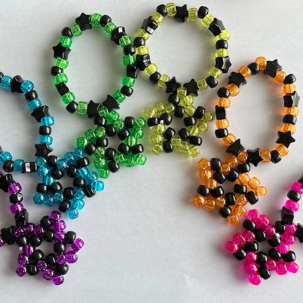 Sparkle Star Rainbow Kandi Single Bracelet. EDM EDC Rainbow Plur Rave Accessory Ultra Festival Electric Rave Sparkle