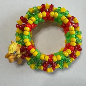 Pulsera Pony Kandi MLP: Joyería EDM para festivales rave Glitter Apple