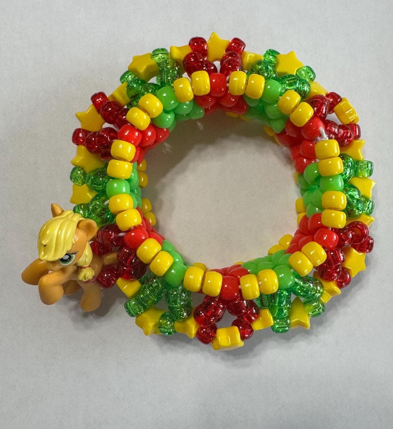 Pulsera Pony Kandi MLP: Joyería EDM para festivales rave Glitter Apple