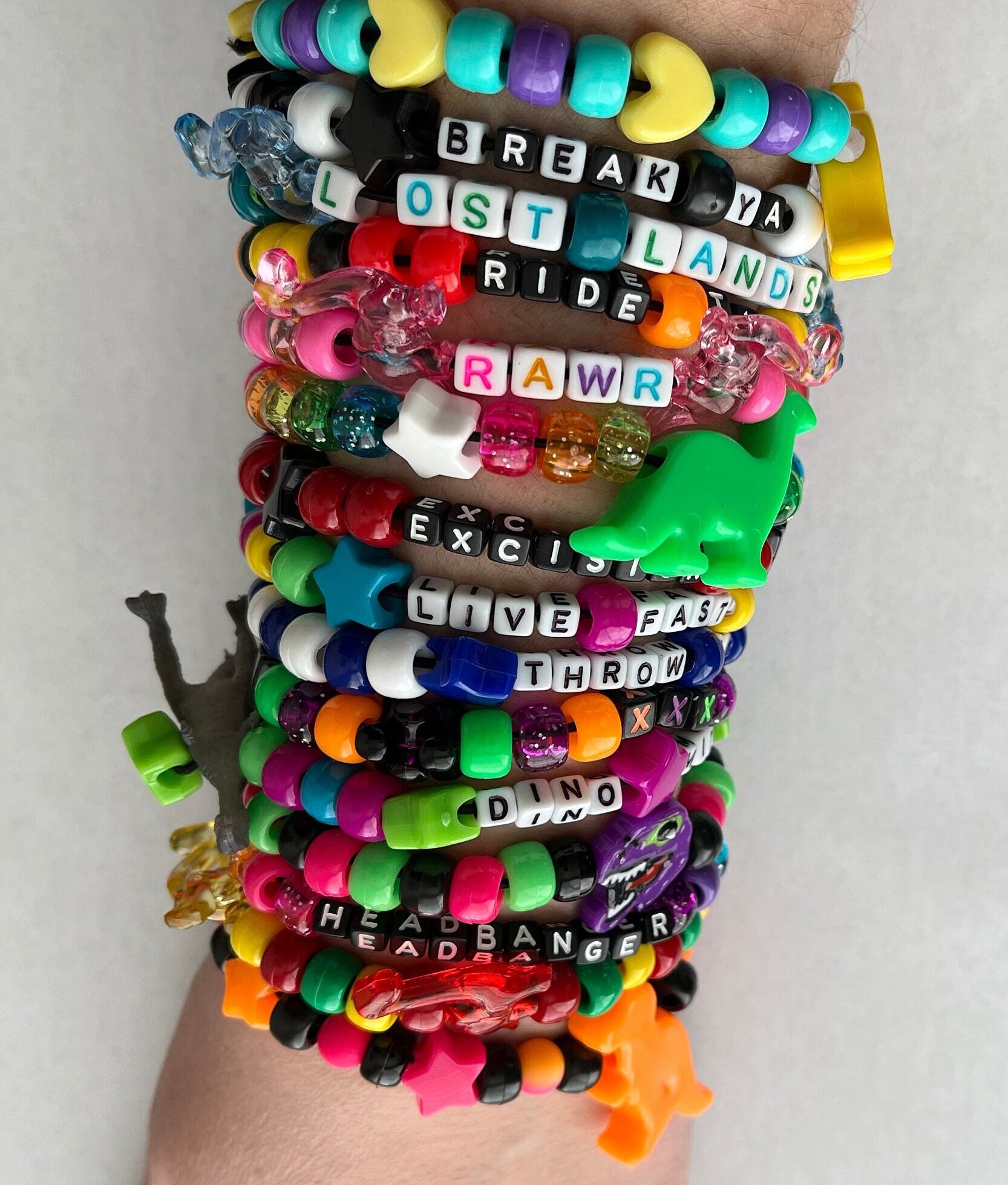 1 5 10 15 20 25 Kandi Bracelet Random Selection of Colors and Styles, EDC,  Plur, Kandi Bead, Pony Bead, Rave Bracelet, Festival, Kawaii 