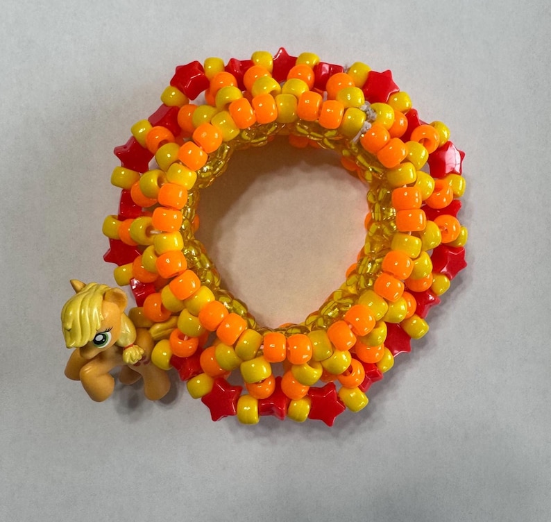 Pulsera Pony Kandi MLP: Joyería EDM para festivales rave Orange Apple