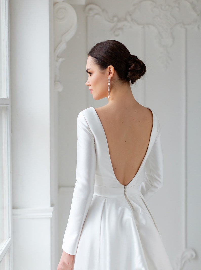 A-line Satin Wedding Dress With an Open Back Wedding Dress - Etsy