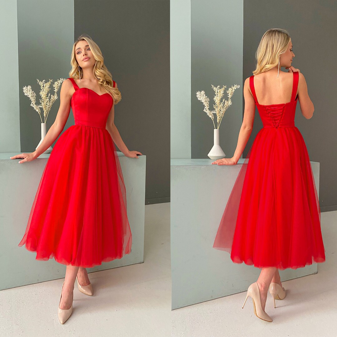 Short Red Evening Dress, Red Prom Dress, Cocktail Party Dress, Dress