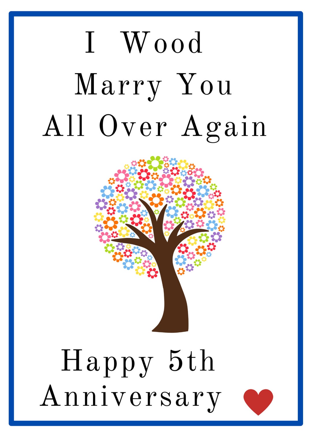 Wood Anniversary Card 5th Wedding Anniversary Card Wood - Etsy