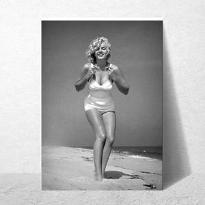 Marilyn Monroe embarazada de Sam Shaw, Amagansett Beach, Arte de pared retro en blanco y negro de Nueva York, Glamour vintage de Hollywood, Cartel de iconos,