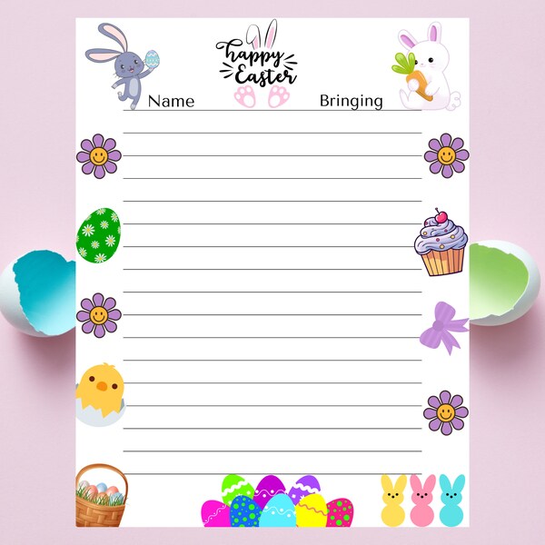 Easter Potluck Sign Up Sheet, Holiday potluck, office potluck dinner signup sheet,Easter Class Party ,Easter Class Party, i am bringing list