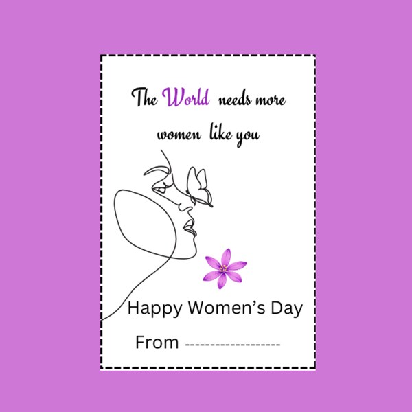 printable Women's Day gift tag, Minimalist Womens Day tag, Women's Appreciation card, Inspirational cards for women, 8 march feminist