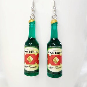 Brincos criativos e engraçados de garrafa de cerveja/brincos artesanais únicos e engraçados/brincos de gota únicos/brincos de festa de verão legais/dos exquis