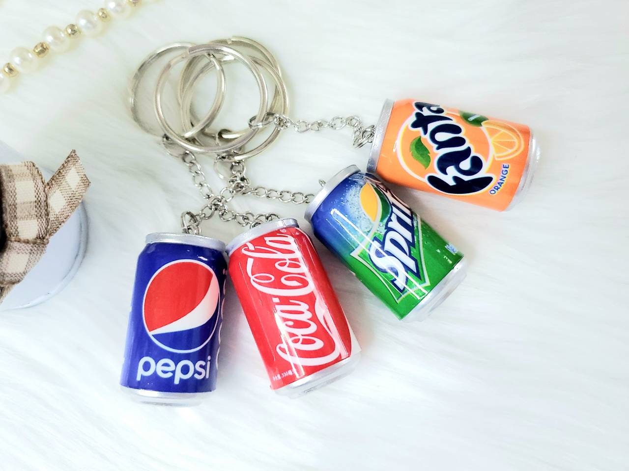 Soda Can Keychain/ Pepsi, Coca Cola, Fanta, Sprite Keychain/ Light