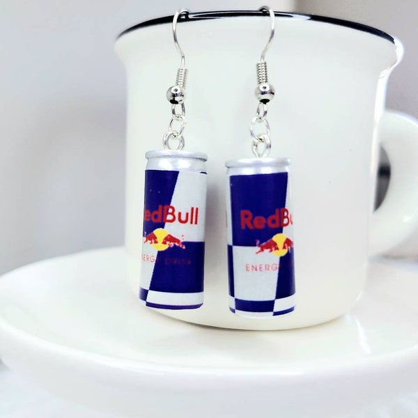 Creative and fun drop earrings/ unique and funny handmade earrings/ redbull miniature drop earrings/ kawaii miniature drop earrings