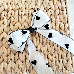 beautiful chiffon ribbon with heart pattern/elegant triple bow hair clip/ exquisite Korean style hair clip with French barette