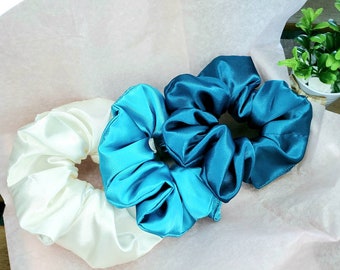 gorgeous satin scrunchies, handmade hair accessories, satin hair scrunchies for bridemaide favor perfect gift for yourself or family/