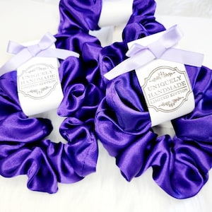 Gorgeous satin scrunchies/ purple scrunchies for bride&#39;s maid/ lavender scrunchies/ivory scrunchies/silky satin scrunchies for gift or favor
