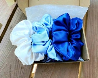 gorgeous satin scrunchies, handmade hair accessories, perfect gift for yourself or family