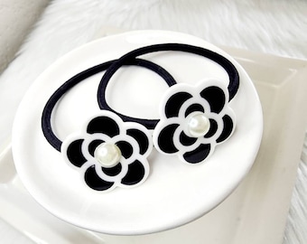 Luxury camellia hair tie/ Elegant flower hair tie/ exqusite flower hair accessories (2 pieces)