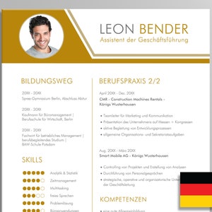 Plantillas de aplicación Word gold CV Plantilla de CV Plantilla de aplicación Plantilla de aplicación Ejemplo de portada Carta de solicitud Diseño alemán