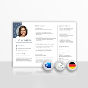 Bewerbungsvorlagen Lebenslauf Querformat Anschreiben Muster Deckblatt Vorlage Word Libre Office Initiativbewerbung Kurzbewerbung CV blau