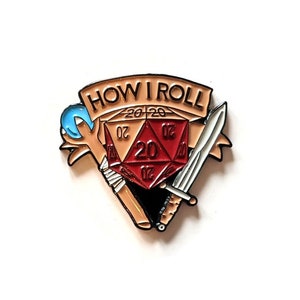 D&D Emaille Pin Anstecker &quot;How I Roll&quot; D20 Pin - Tolle Geschenkidee für Dungeonmasters und RPG Fans
