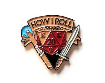 D&D Emaille Pin Anstecker "How I Roll" D20 Pin - Tolle Geschenkidee für Dungeonmasters und RPG Fans