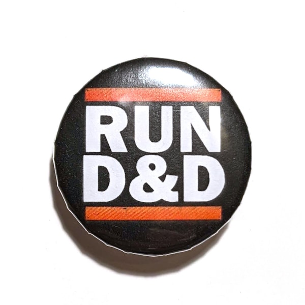 Run D&D Hip Hop Inspired Rap Themed 25mm Pin Badge - 1 inch Button - Great Gift Idea for Dungeonmasters and RPG Fans