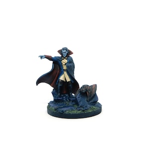 Hand Painted Vampire Blodlord with Bat - Miniature for Dungeons & Dragons, Pathfinder, Role Playing Games, RPGs, DMs and Board Games