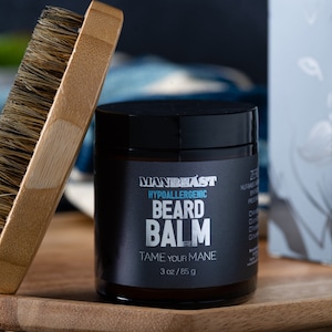 Beard Balm & Brush Combo - Hypoallergenic and Nut-Free