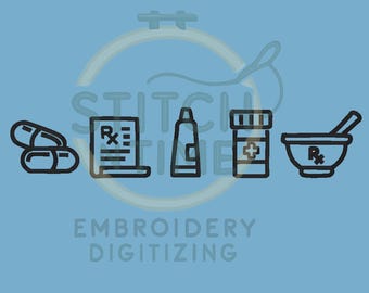 Pharmacy Tech-borduurbestand: ander ontwerp