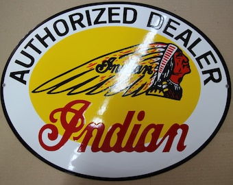 Emaille Indianer Händler Schild 50x40cm. ovale Form 2 verschiedene Designs