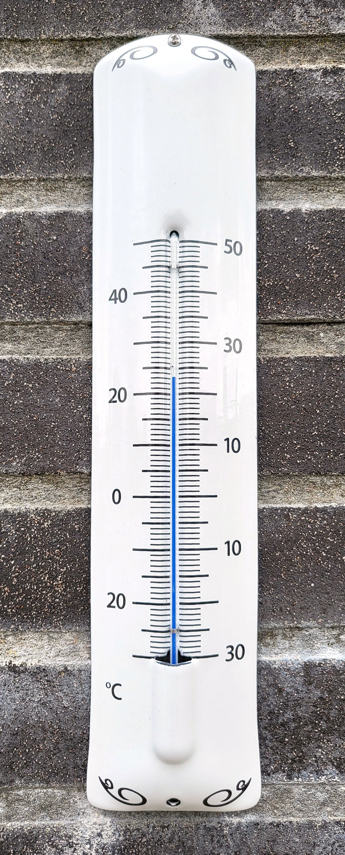 Outdoor garden thermometer enamel 7x32cm