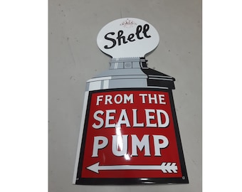 Emailleschild Shell from the Sealed Pump 34,6x80cm